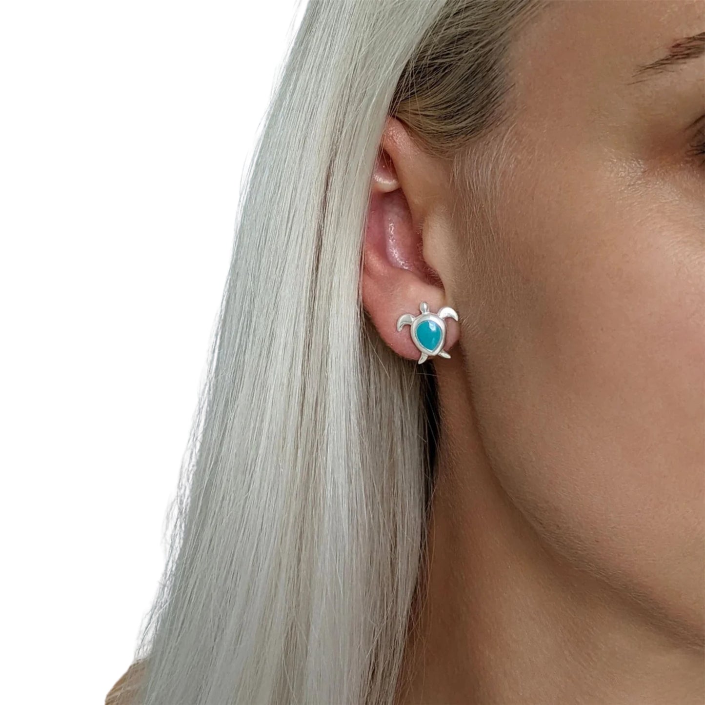Sterling Silver Turtle Turquoise Stud Earrings | Ear Party