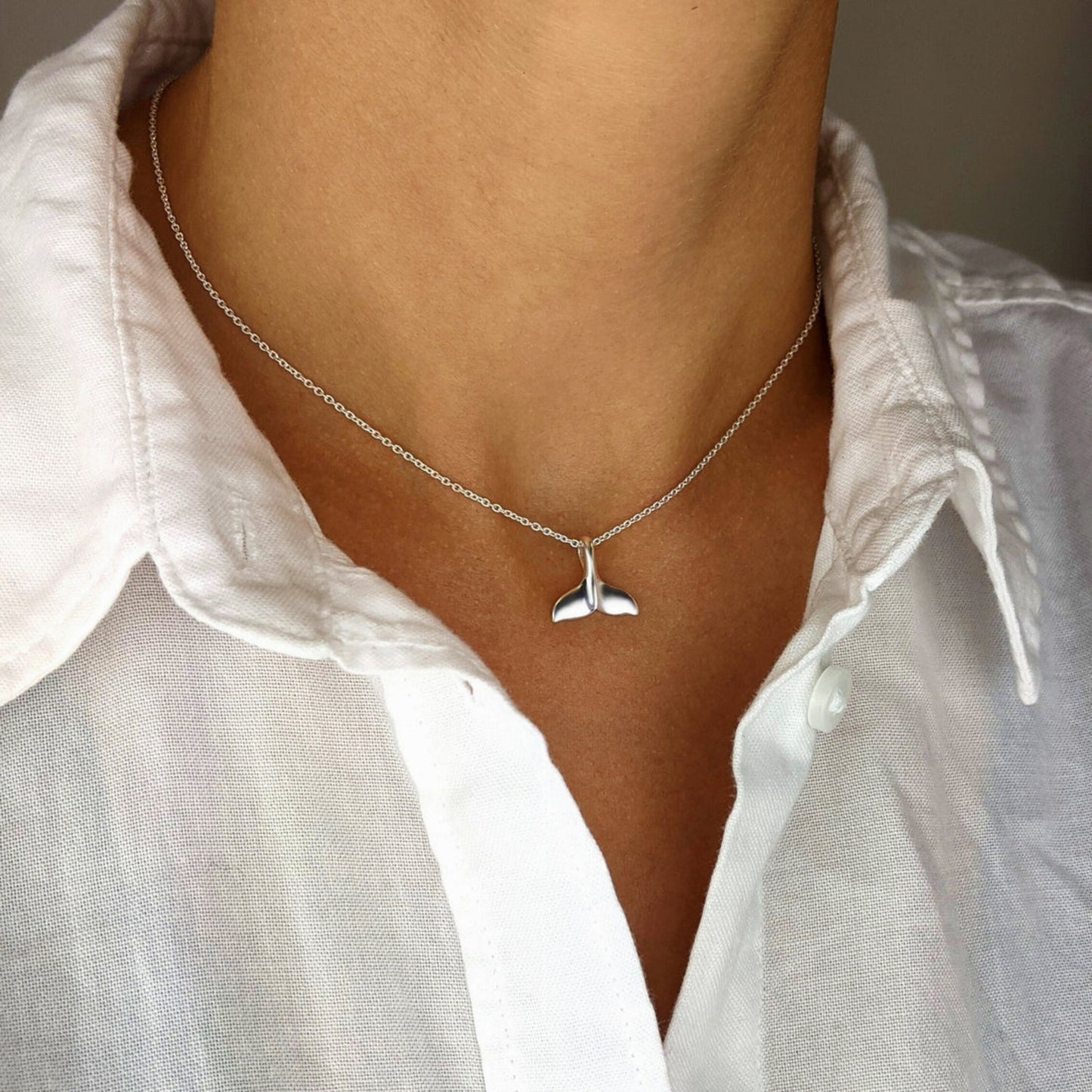 Whale Tail Locket Necklace Silver