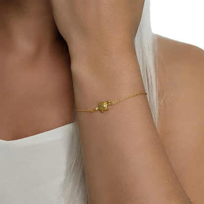 Gold Plated Sterling Silver Turtle Bracelet Thin Chain
