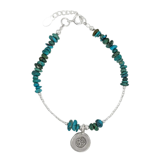 Sterling Silver Om Charm Bracelet 