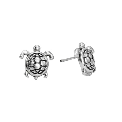 Sterling Silver Small Turtle Stud Earrings Cute Ocean Inspired Studs