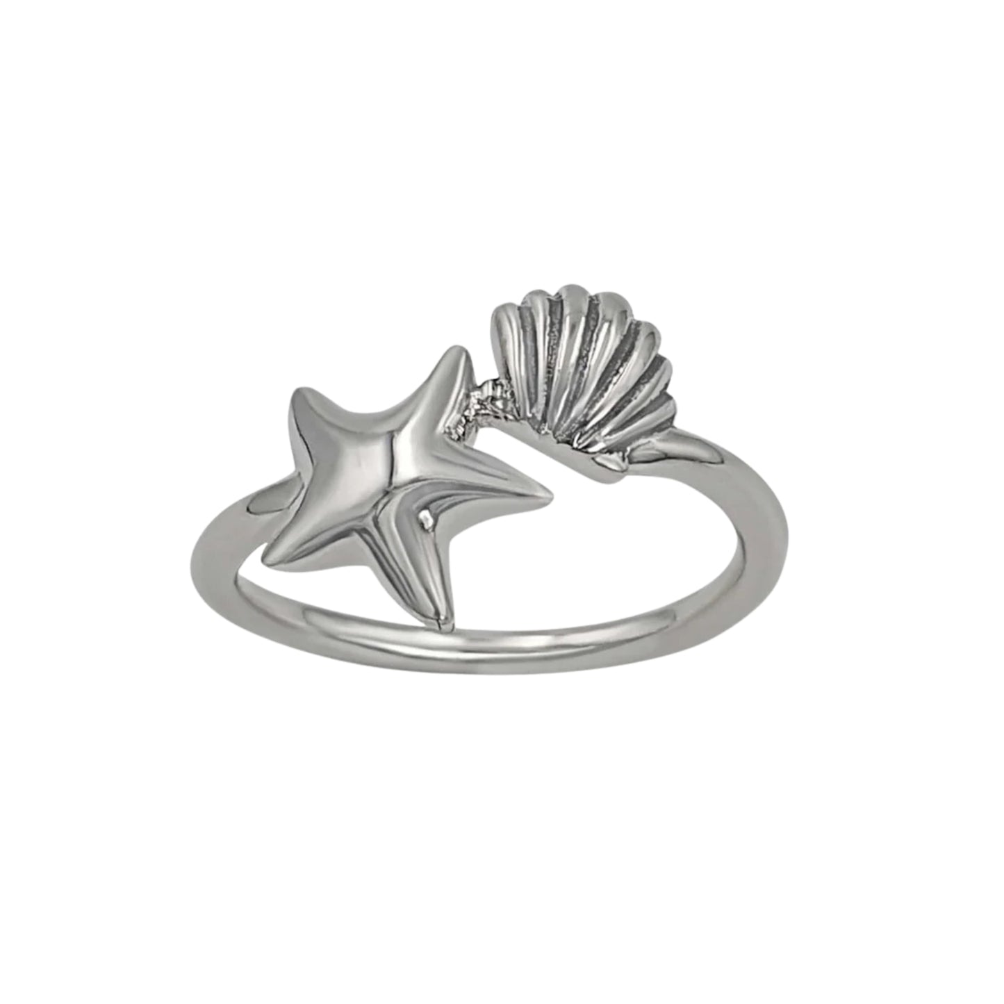 Sterling Silver Starfish and Snail Stacking Ring