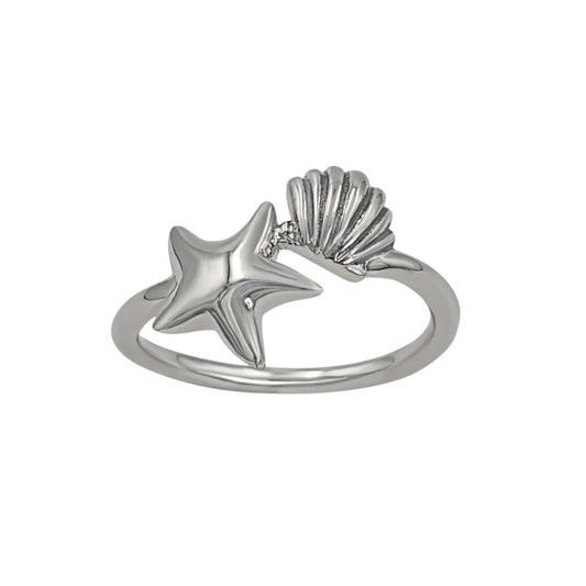Sterling Silver Starfish and Snail Stacking Ring