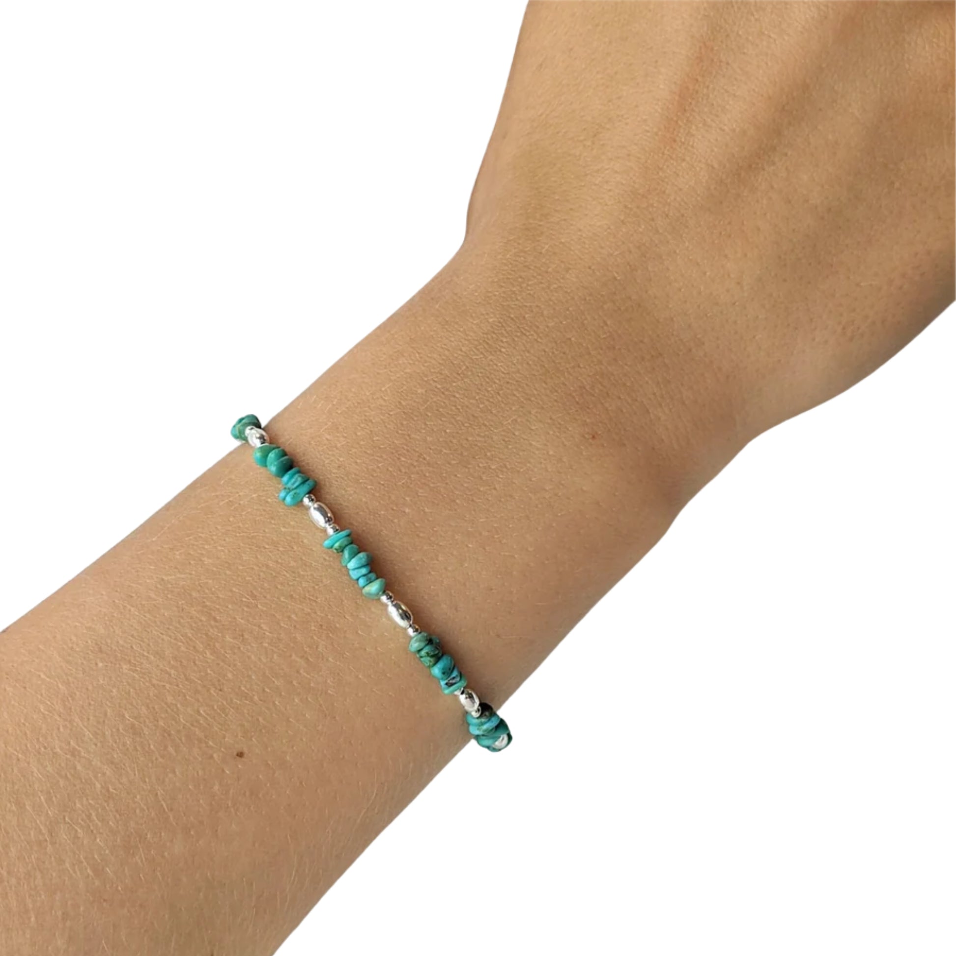 Sterling Silver Turquoise Beaded Bracelet