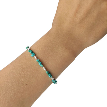 Sterling Silver Turquoise Beaded Bracelet