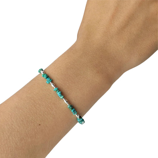 Sterling Silver Turquoise Beaded Bracelet
