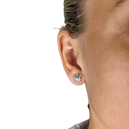 Sterling Silver Turtle Stud Earrings | Ocean Inspired Studs