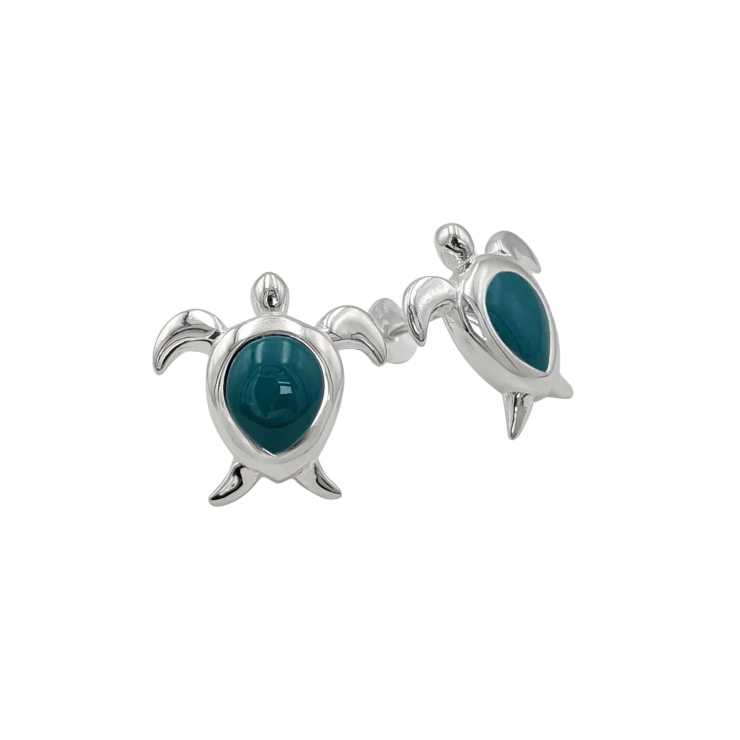 Sterling Silver Turtle Turquoise Stud Earrings