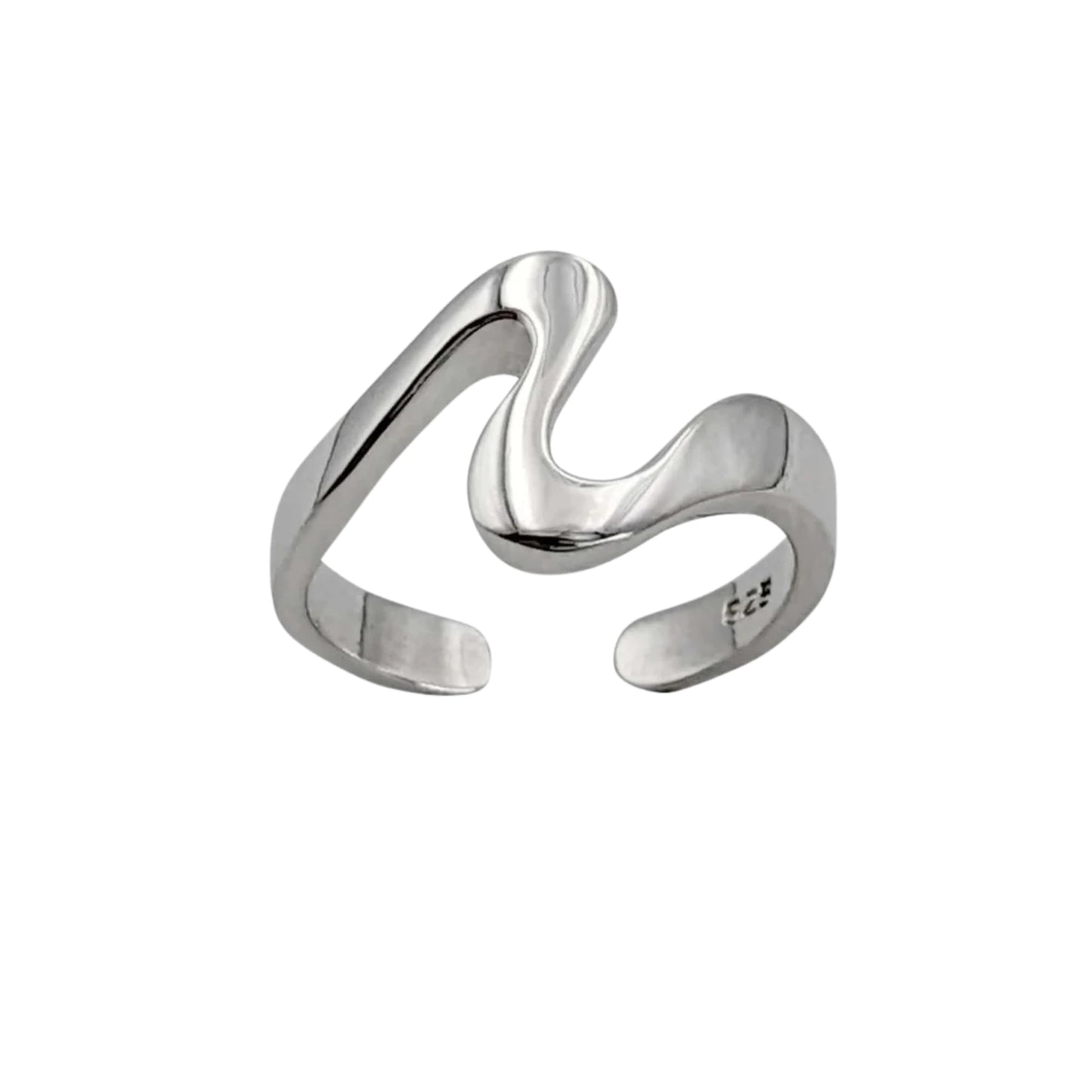Sterling Silver Wave Midi Toe Ring 
