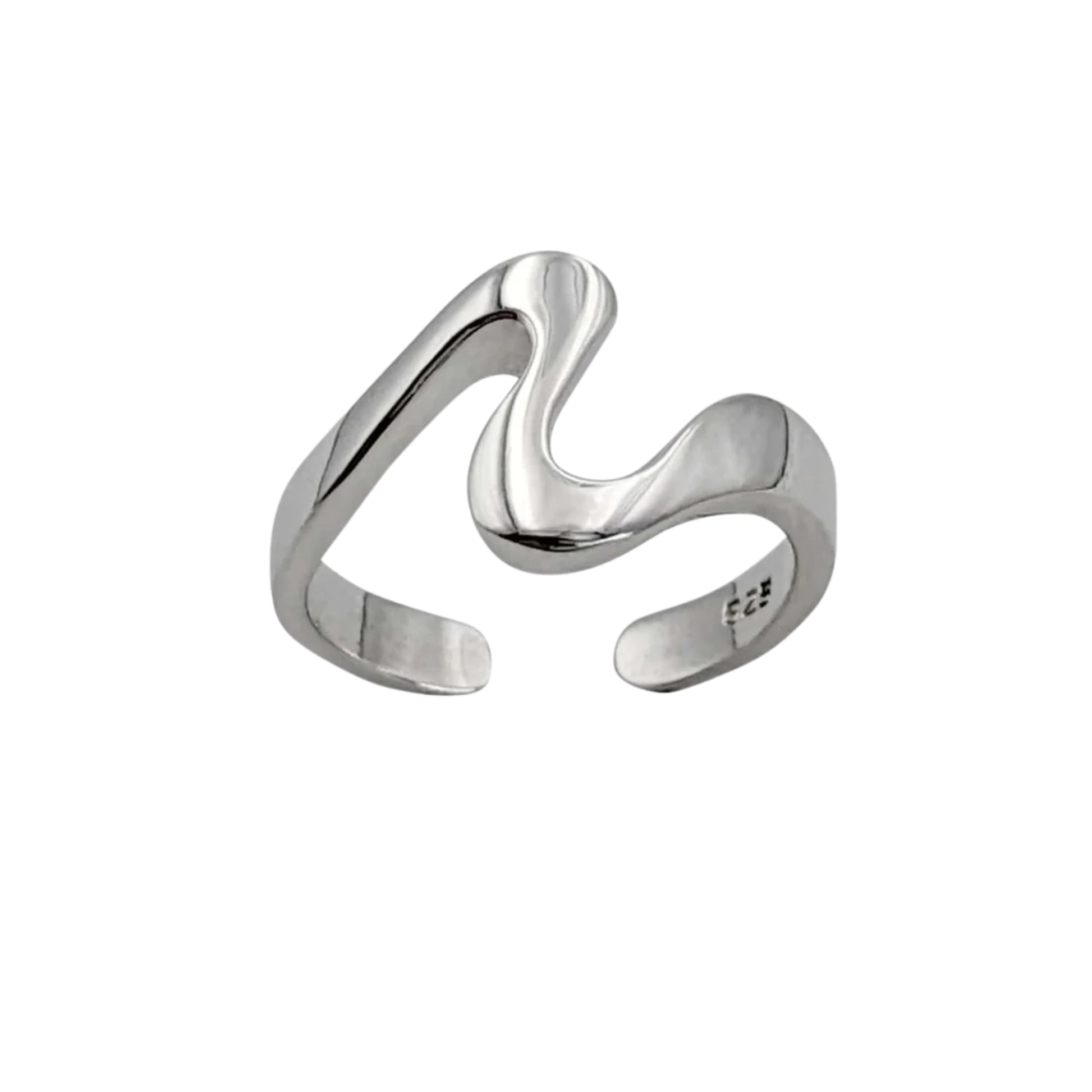 Sterling Silver Wave Midi Toe Ring 