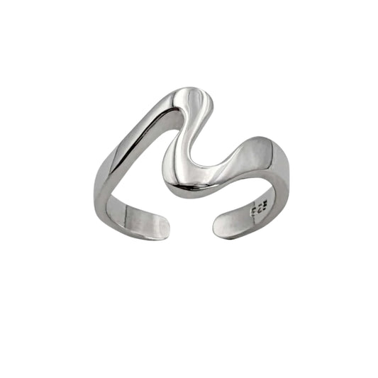 Sterling Silver Wave Midi Toe Ring 