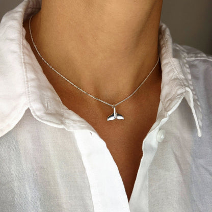 Whale Tail Locket Necklace Silver